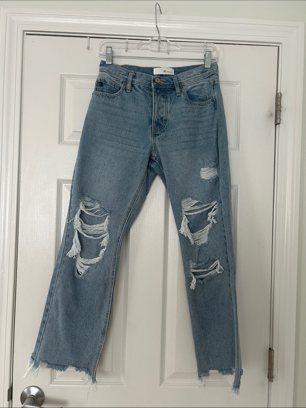 Light Blue Distressed Women’s Jeans by Kan Can size 1/24 and button fly